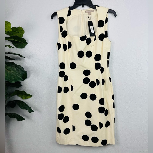 NWT Banana Republic SLOAN-FIT DOT-PRINT SHEATH Dress in Cream Cocoon color - Picture 3 of 10